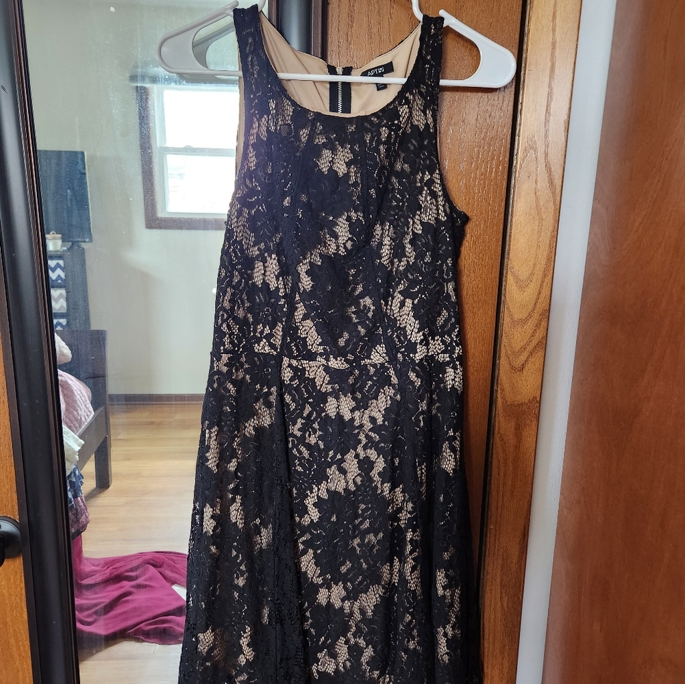 Apt 9 Black lace dress with cream underlayer
